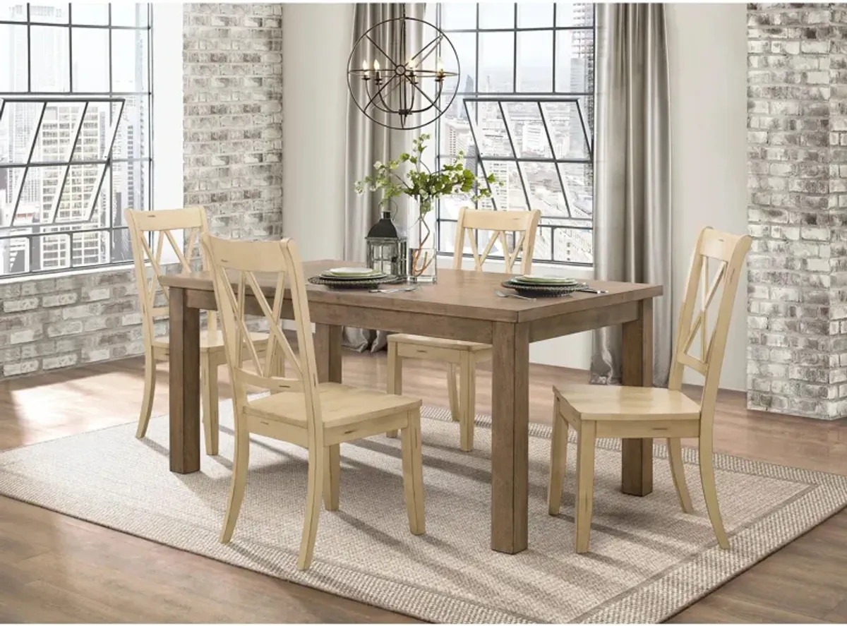 Salena 5-pc Dining Set in Natural & Buttermilk by Homelegance