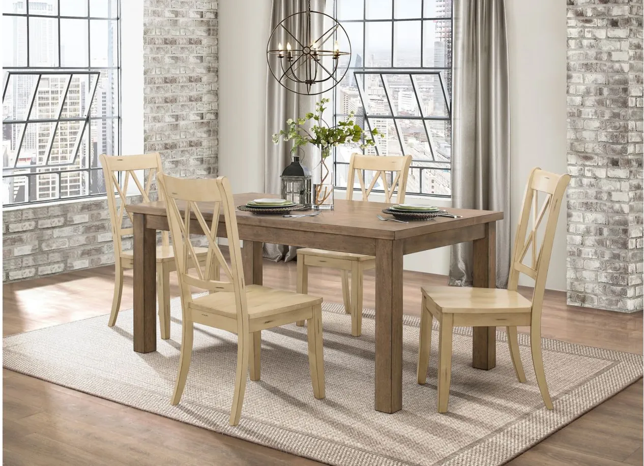 Salena 5-pc Dining Set in Natural & Buttermilk by Homelegance