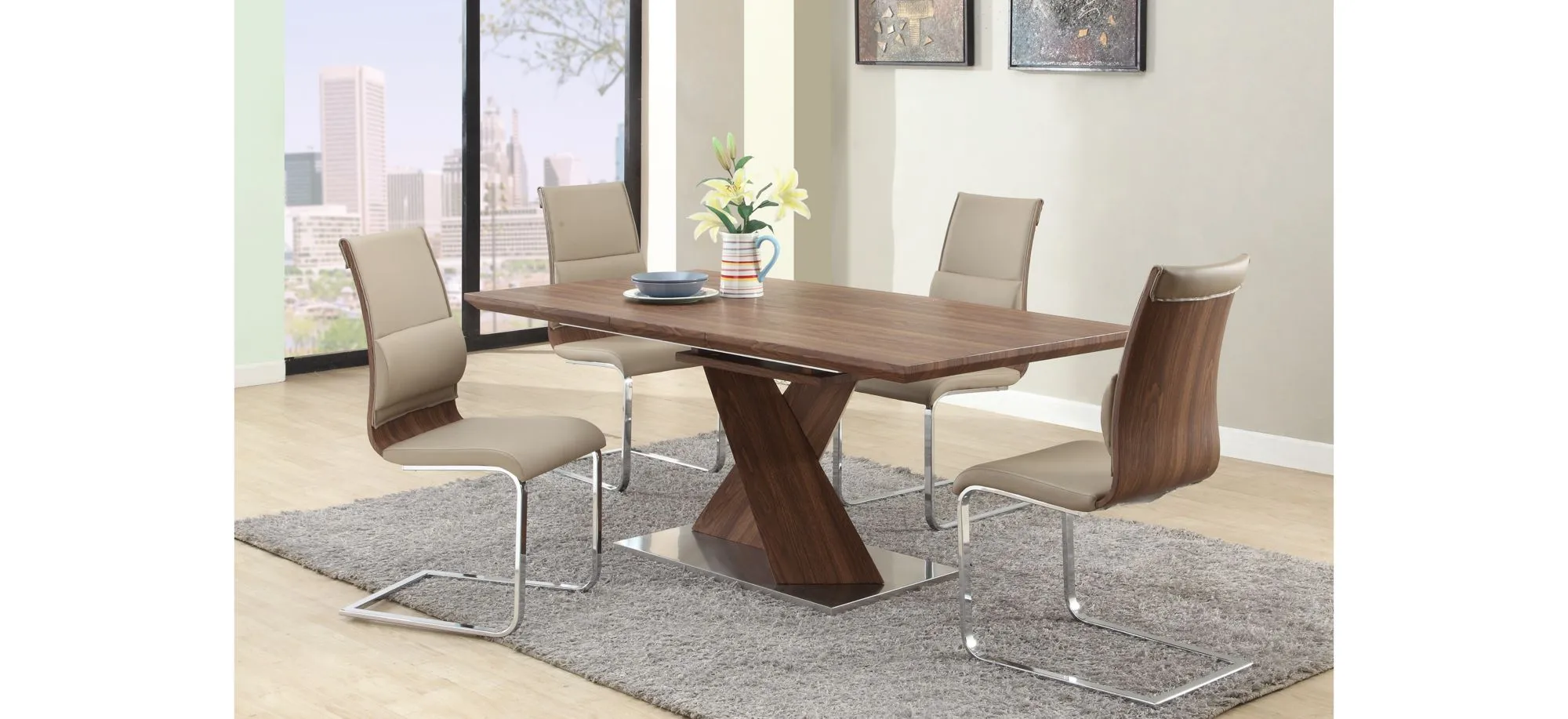 Bethany 5-pc. Dining Set in Walnut by Chintaly Imports