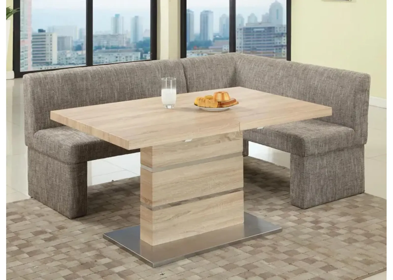 Labrenda 3-pc. Breakfast Nook Dining Set in Light Oak/Gray by Chintaly Imports