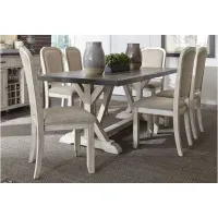 Willowrun 7-pc. Dining Set in Rustic White & Weathered Gray Top Finish by Liberty Furniture