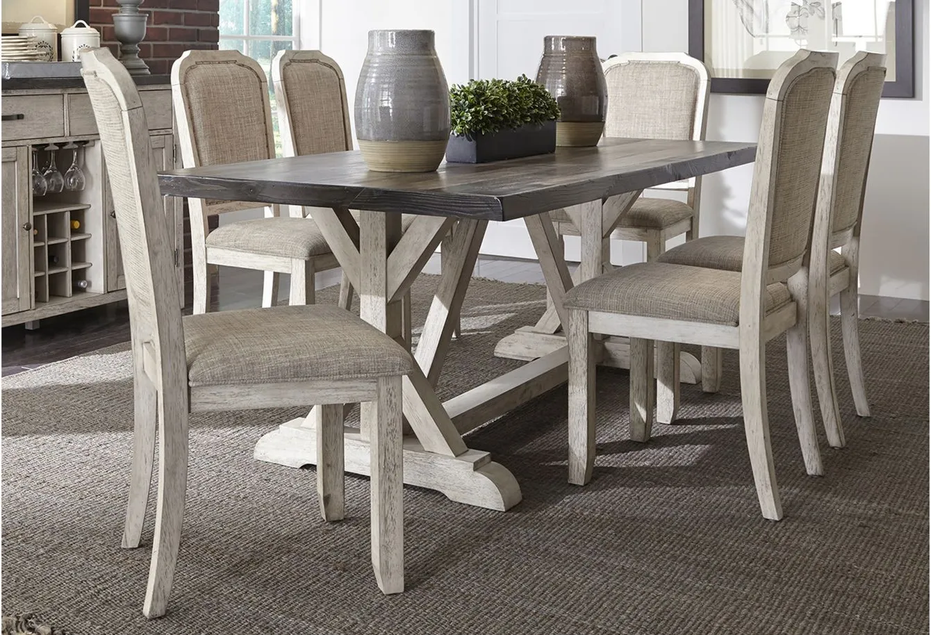 Willowrun 7-pc. Dining Set in Rustic White & Weathered Gray Top Finish by Liberty Furniture
