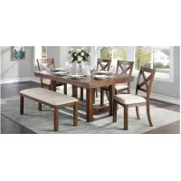 Levittown 6-pc. Dining Set w/ Bench in Brown by Homelegance