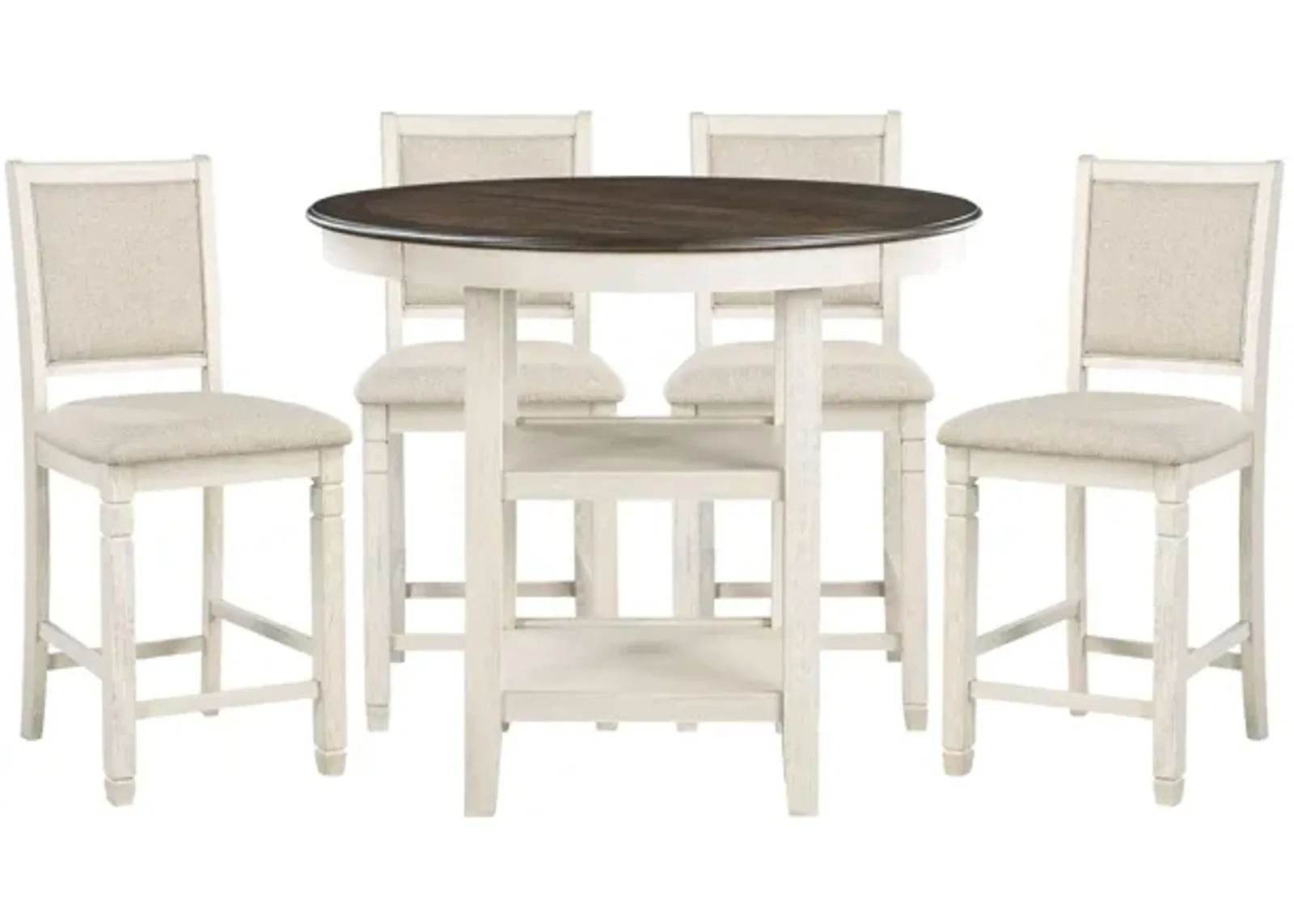 Arlana 5-pc Counter-Height Dining Set in Brown and Antique White by Homelegance