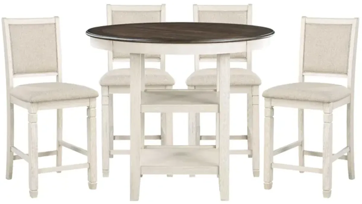 Arlana 5-pc Counter-Height Dining Set in Brown and Antique White by Homelegance