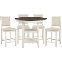 Arlana 5-pc. Counter-Height Dining Set in Brown and Antique White by Homelegance