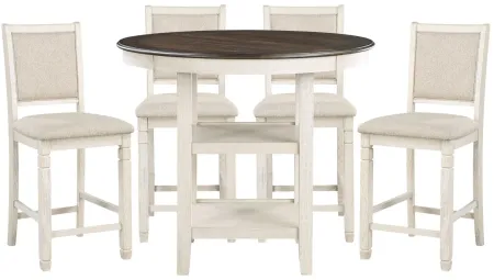 Arlana 5-pc. Counter-Height Dining Set in Brown and Antique White by Homelegance