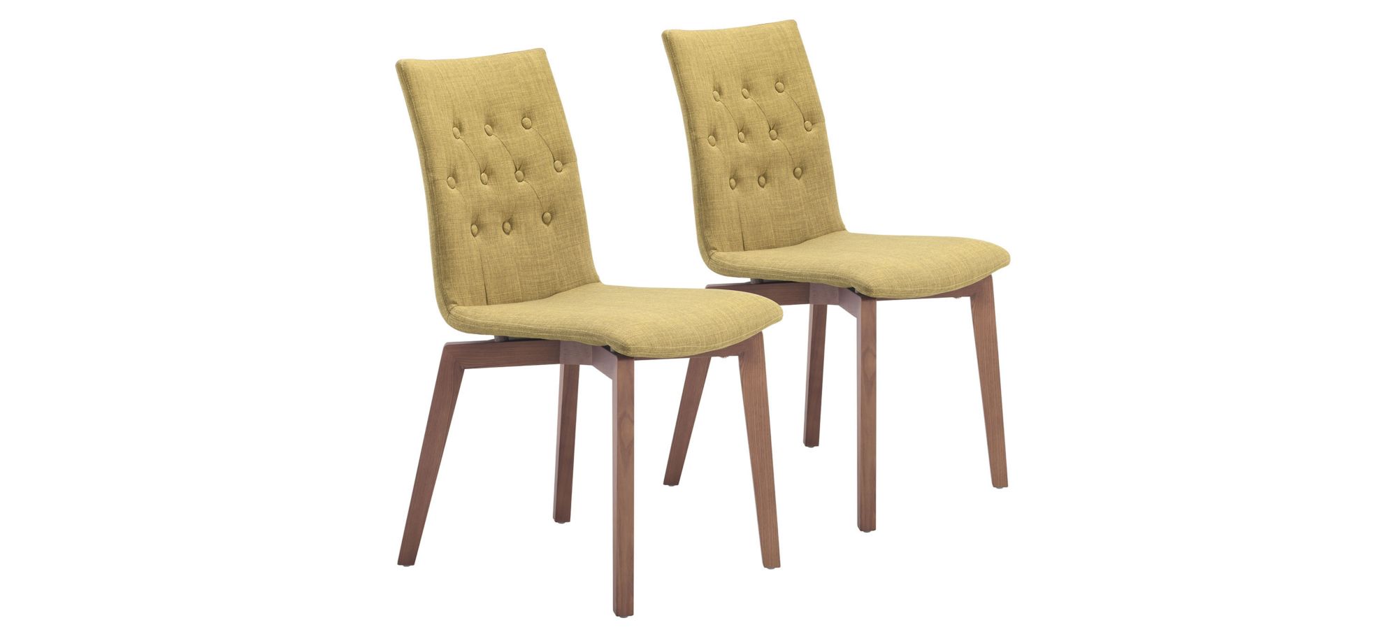 Orebro Dining Chair: Set of 2 in Pea Green, Brown by Zuo Modern