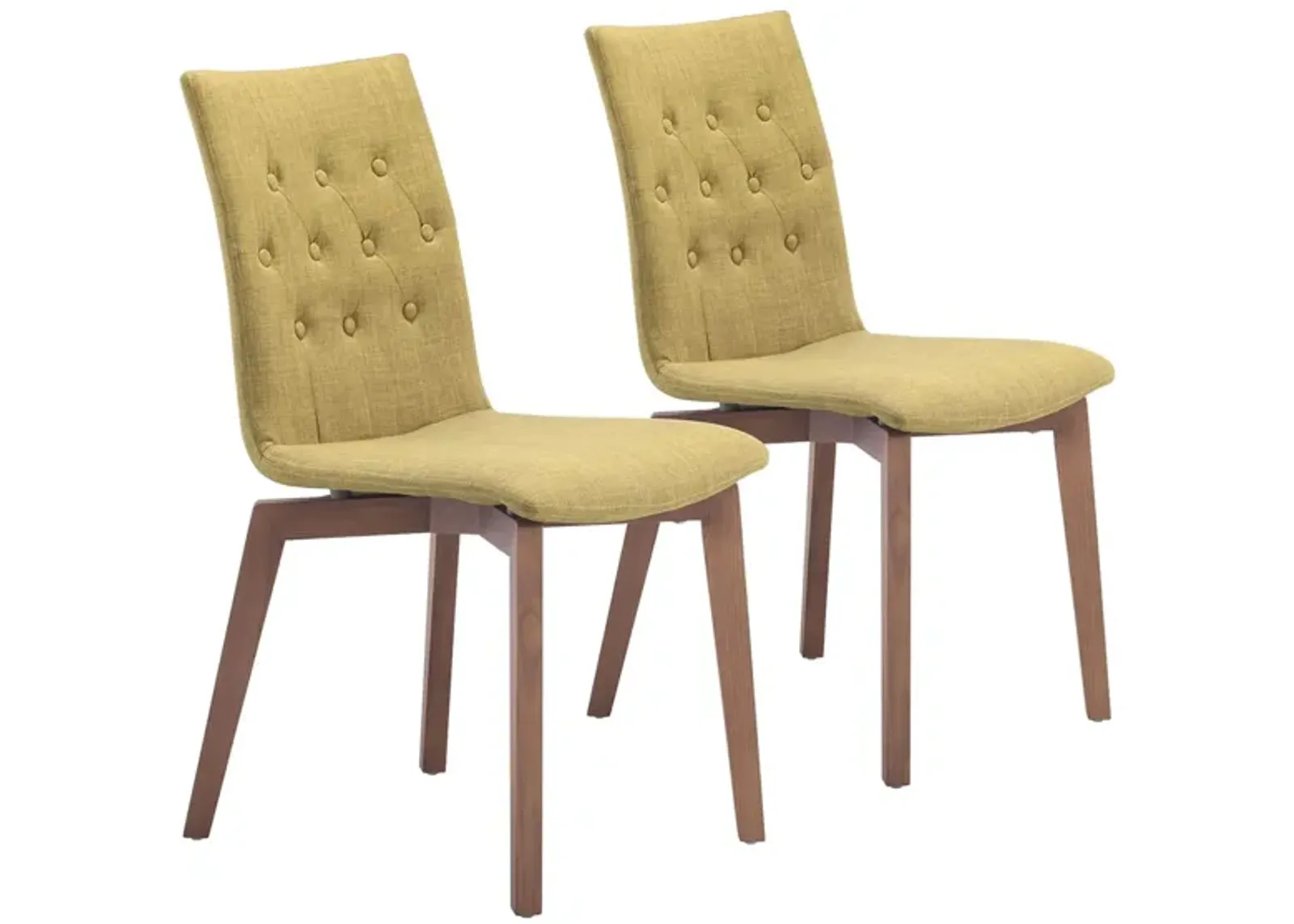 Orebro Dining Chair: Set of 2 in Pea Green, Brown by Zuo Modern