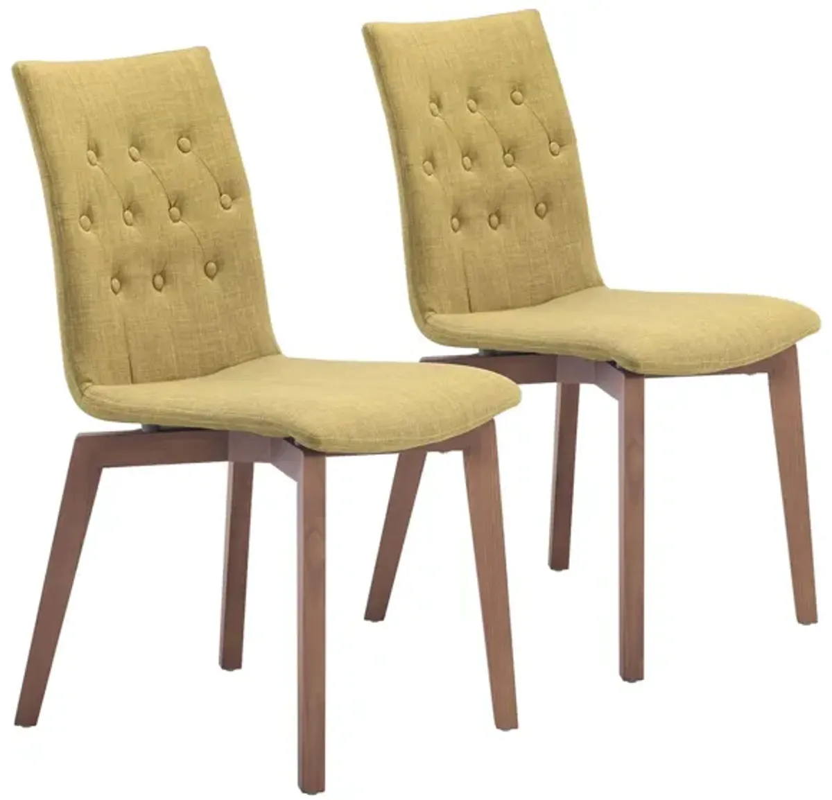 Orebro Dining Chair: Set of 2 in Pea Green, Brown by Zuo Modern