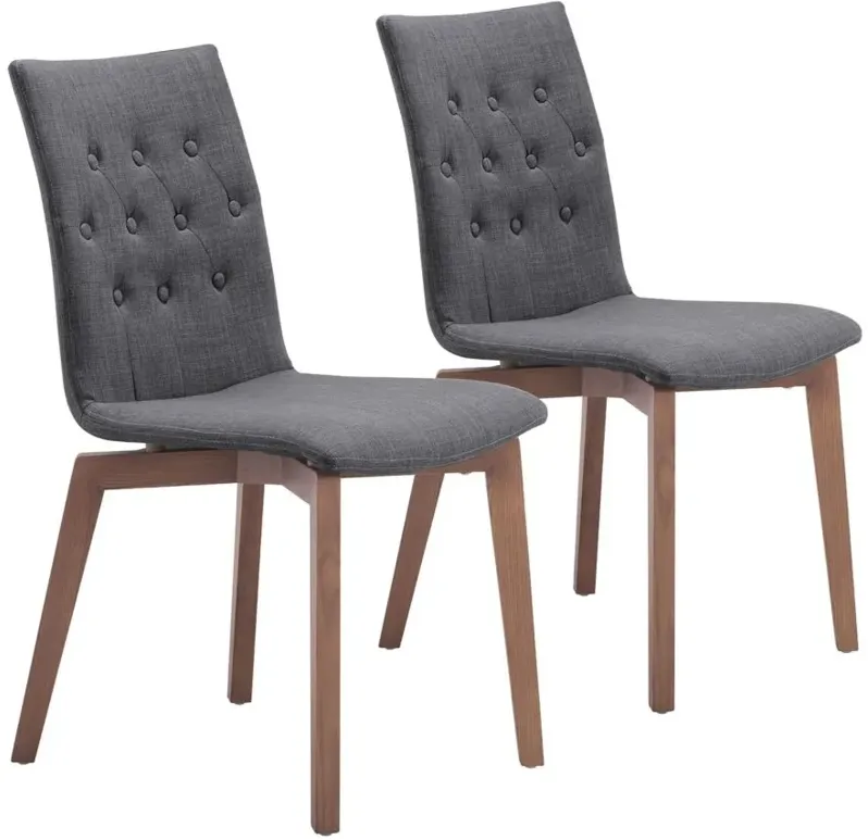 Orebro Dining Chair: Set of 2 in Graphite, Brown by Zuo Modern