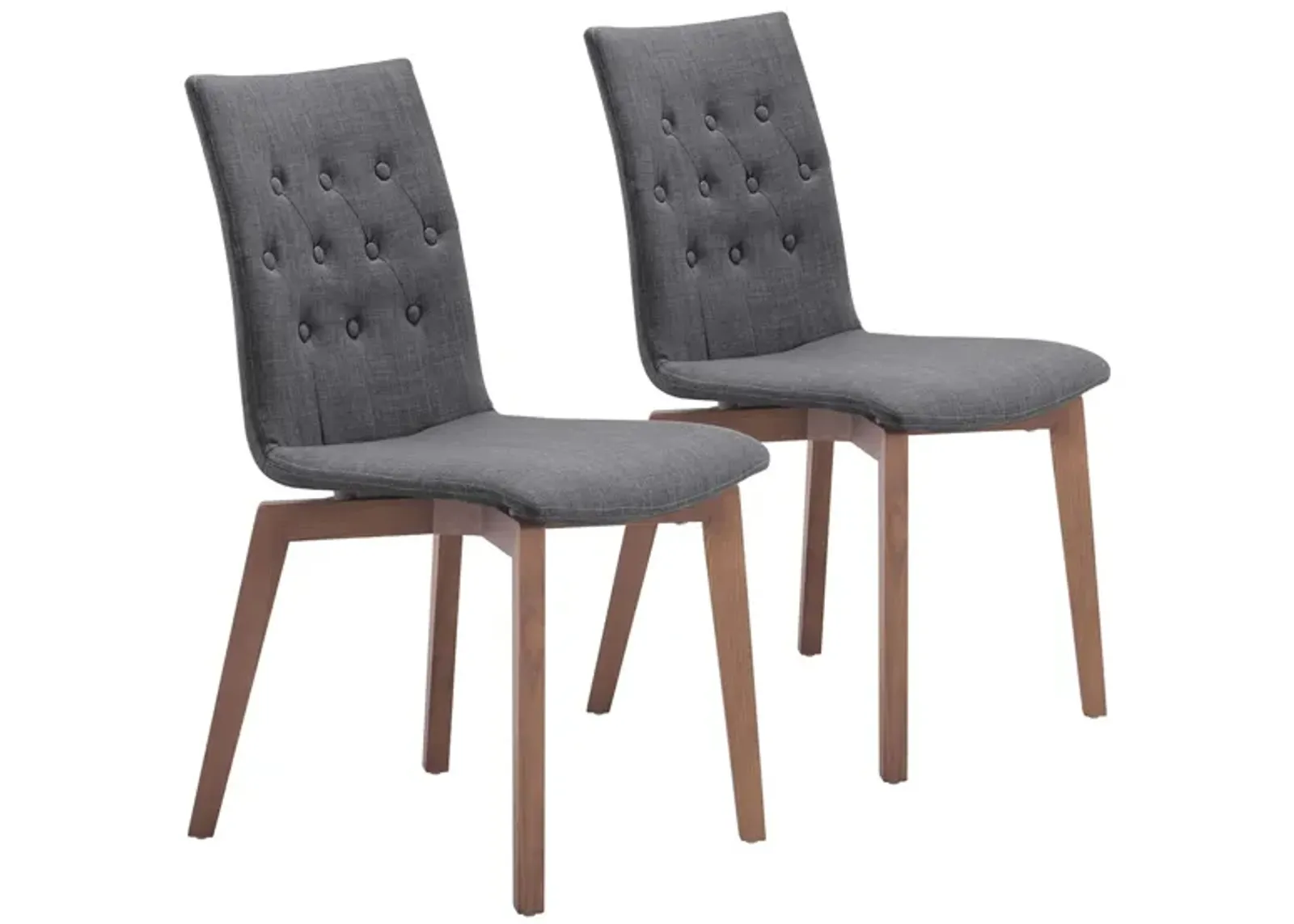 Orebro Dining Chair: Set of 2 in Graphite, Brown by Zuo Modern