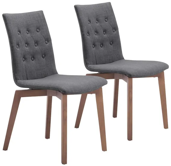 Orebro Dining Chair: Set of 2 in Graphite, Brown by Zuo Modern