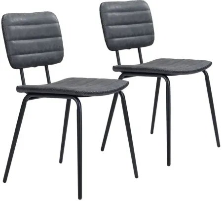 Boston Dining Chair: Set of 2 in Vintage Black, Black by Zuo Modern