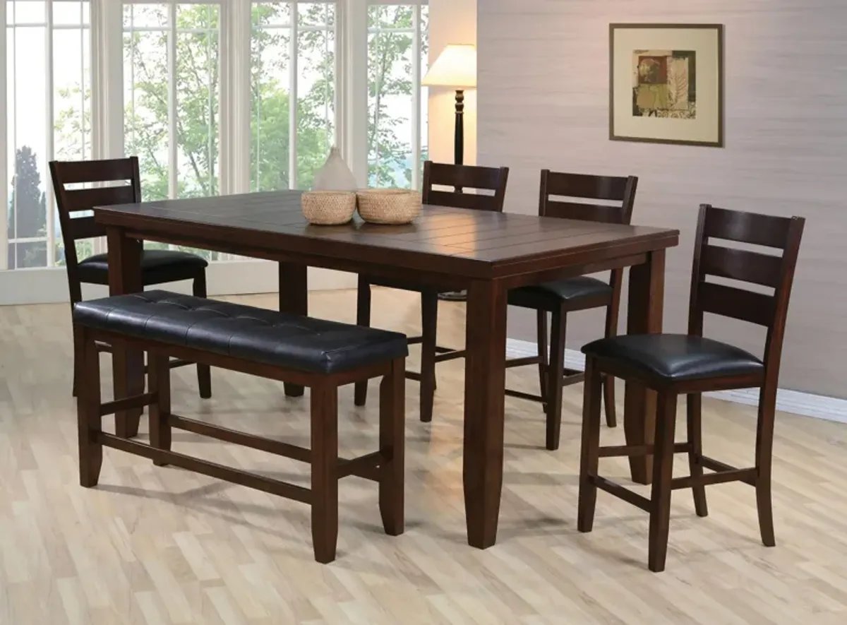 Bardstown 6-pc. Counter-Height Dining Set w/ Bench in Oak / Espresso by Crown Mark