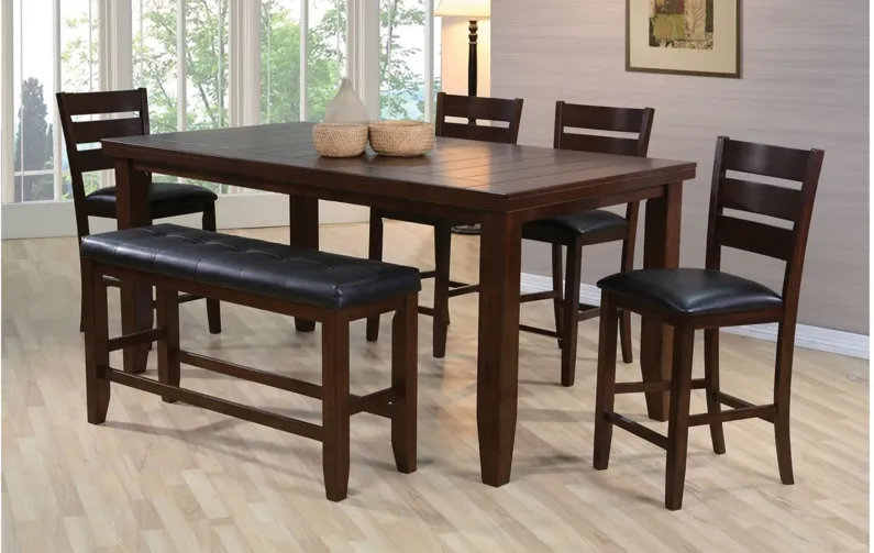 Bardstown 6-pc. Counter-Height Dining Set w/ Bench in Oak / Espresso by Crown Mark