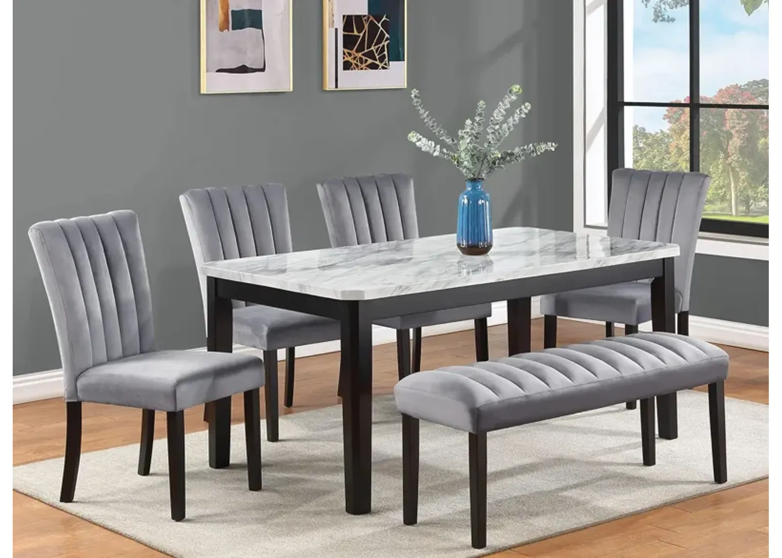 Pascal Dining Set -6pc. in Black/Gray by Crown Mark