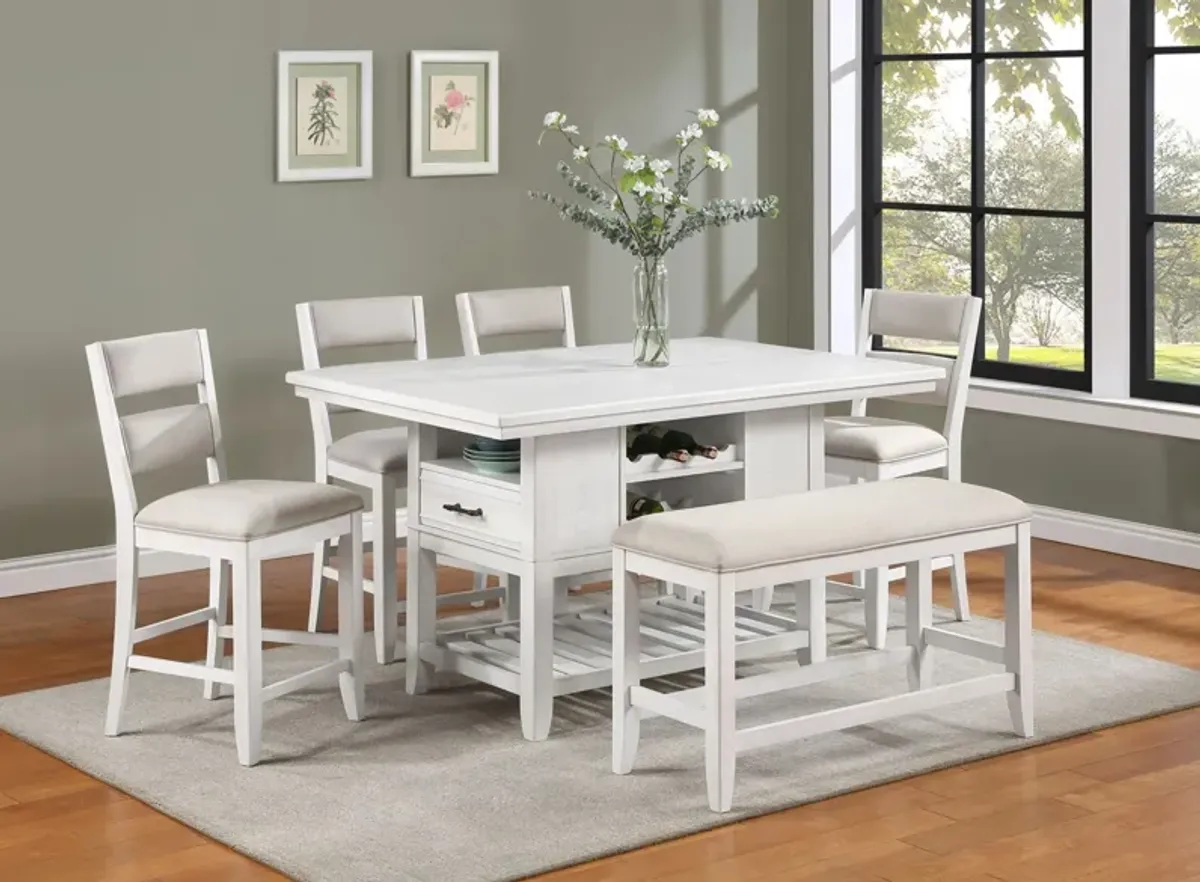 Wendy Counter Height Dining Set in White Base / Light Grey Seat by Crown Mark