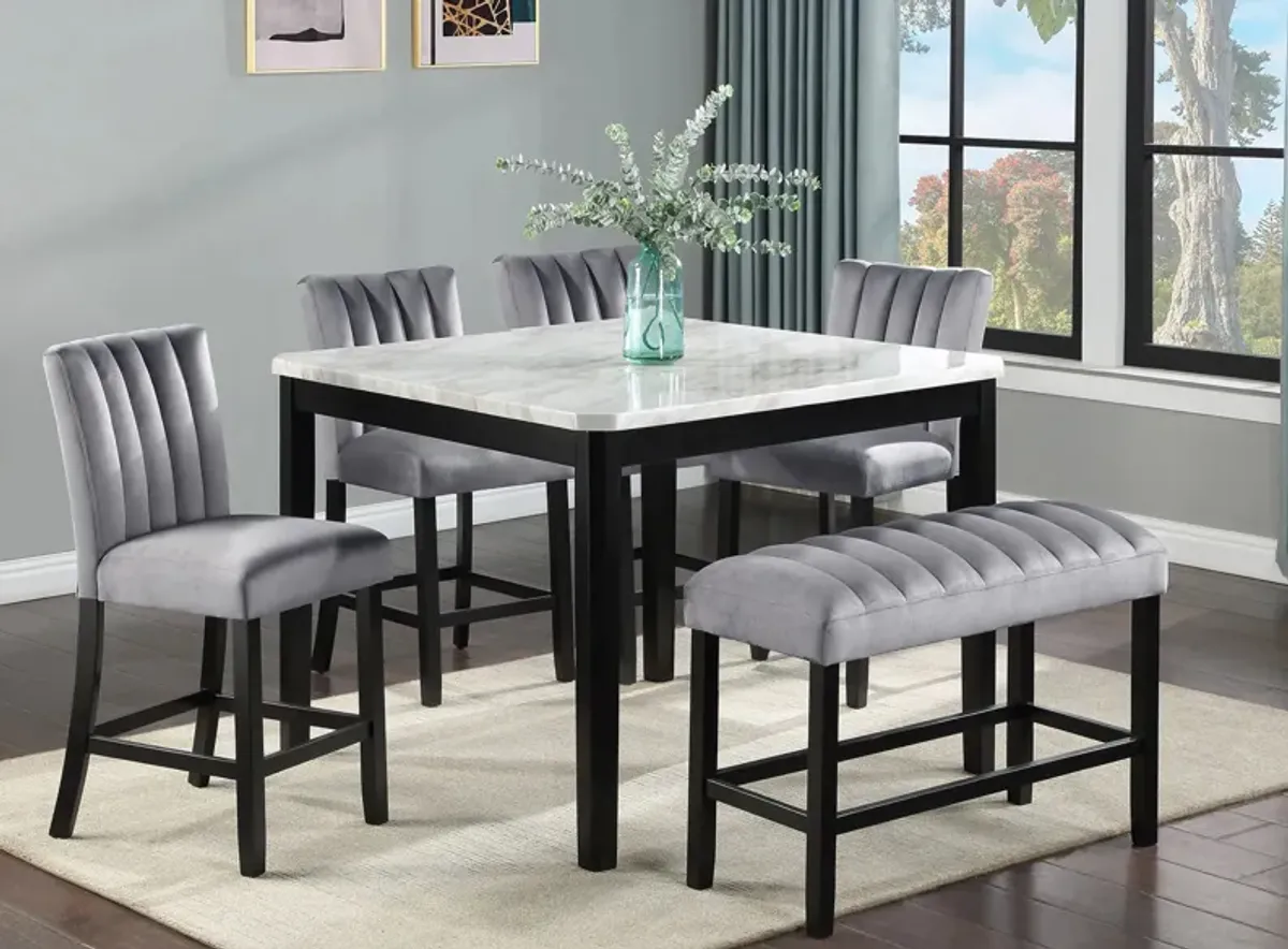 Pascal Counter Height 6-PC. Dining Set with Bench in Black;White;Gray by Crown Mark