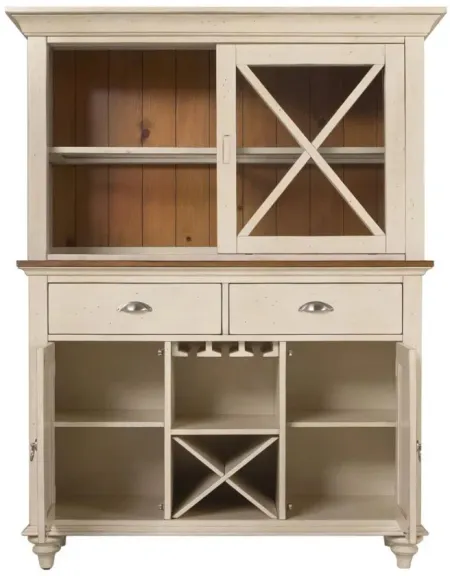 Sagamore 2-pc. China Cabinet w/ Lighting and Wine Storage in Bisque / Natural Pine by Liberty Furniture