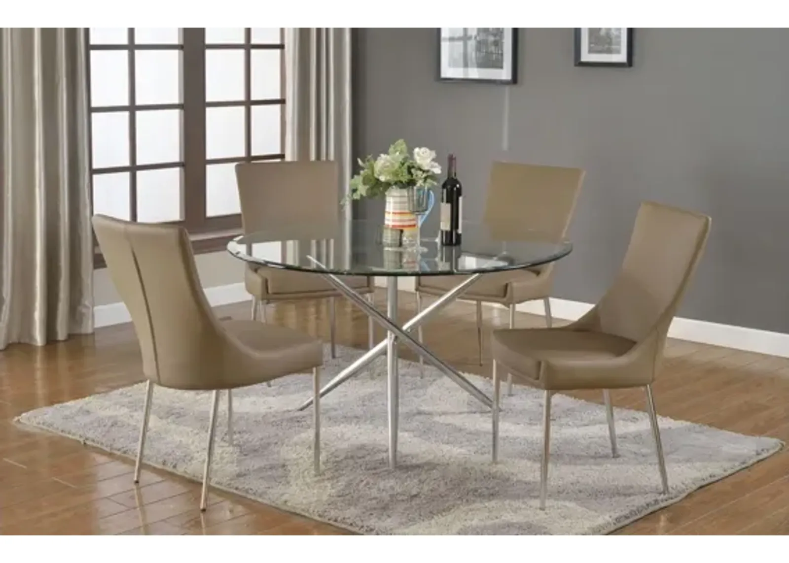 Patricia 5-pc. Dining Set in Clear/Tan by Chintaly Imports