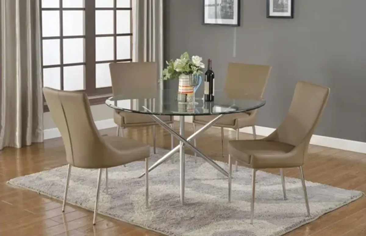 Patricia 5-pc. Dining Set in Clear/Tan by Chintaly Imports