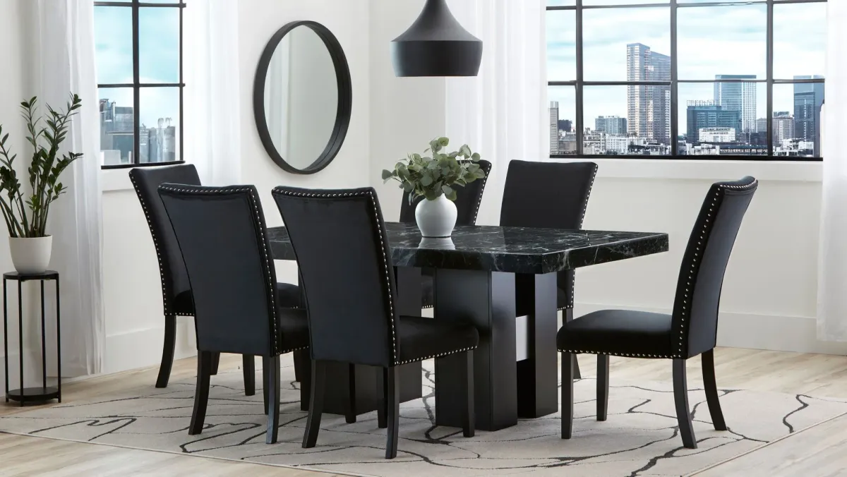 Alaina 7-pc. Dining Set in Black and White by Global Furniture Furniture USA