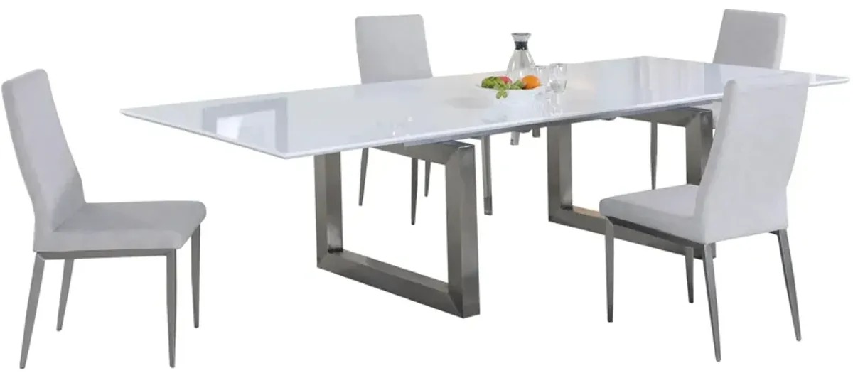 Ebony 5-pc. Dining Set in White and Silver by Chintaly Imports