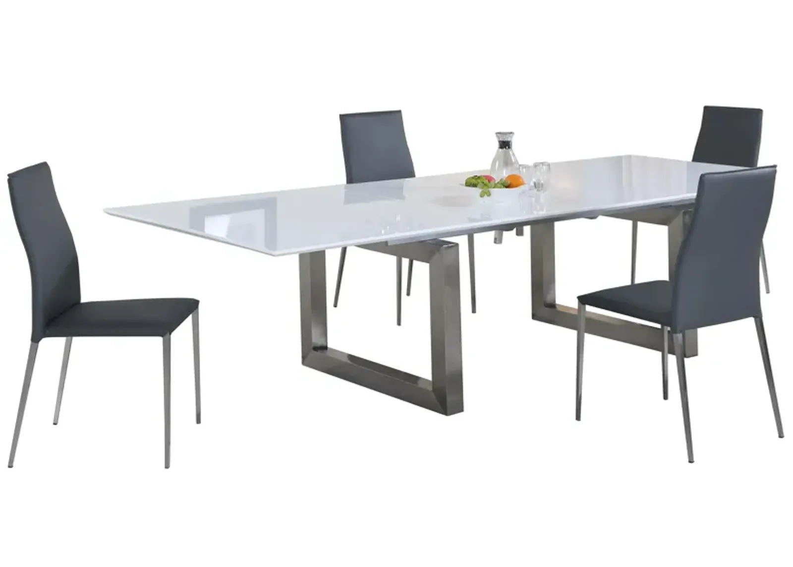 Ebony 5-pc. Dining Set in White and Silver by Chintaly Imports