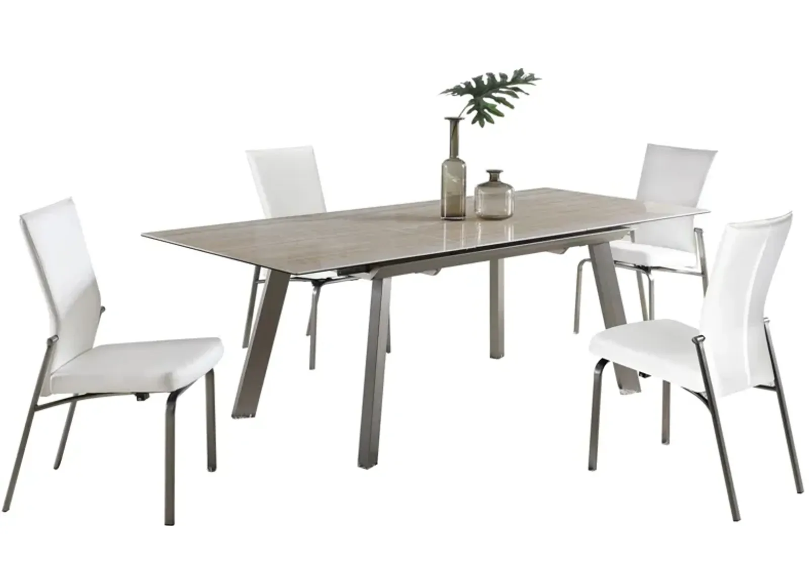 Eleanoir 5-pc. Dining Set in Beige and White by Chintaly Imports