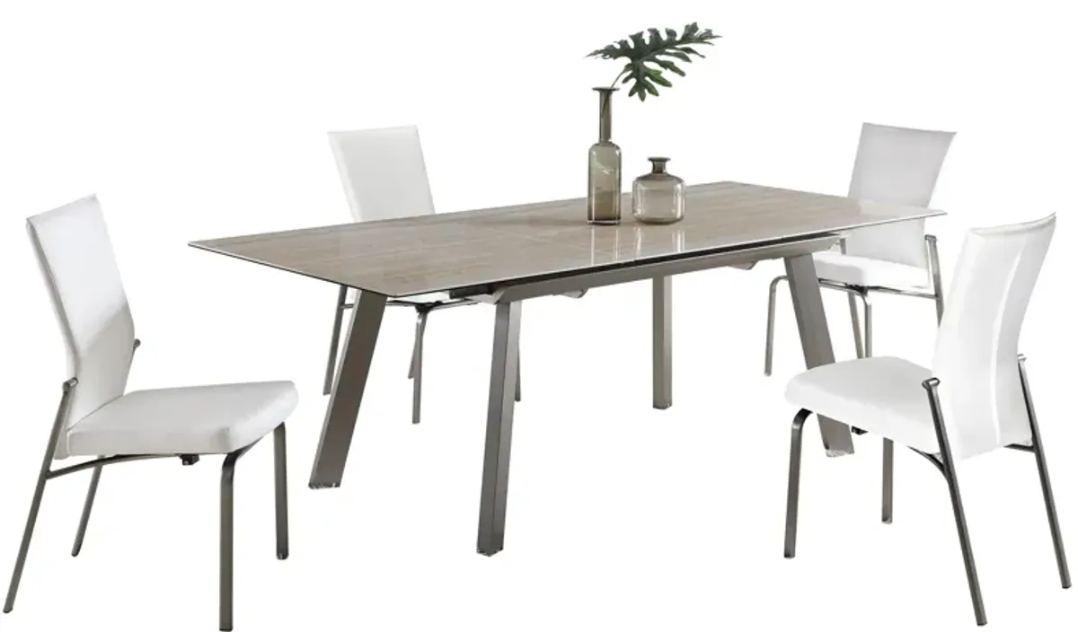 Eleanoir 5-pc. Dining Set in Beige and White by Chintaly Imports