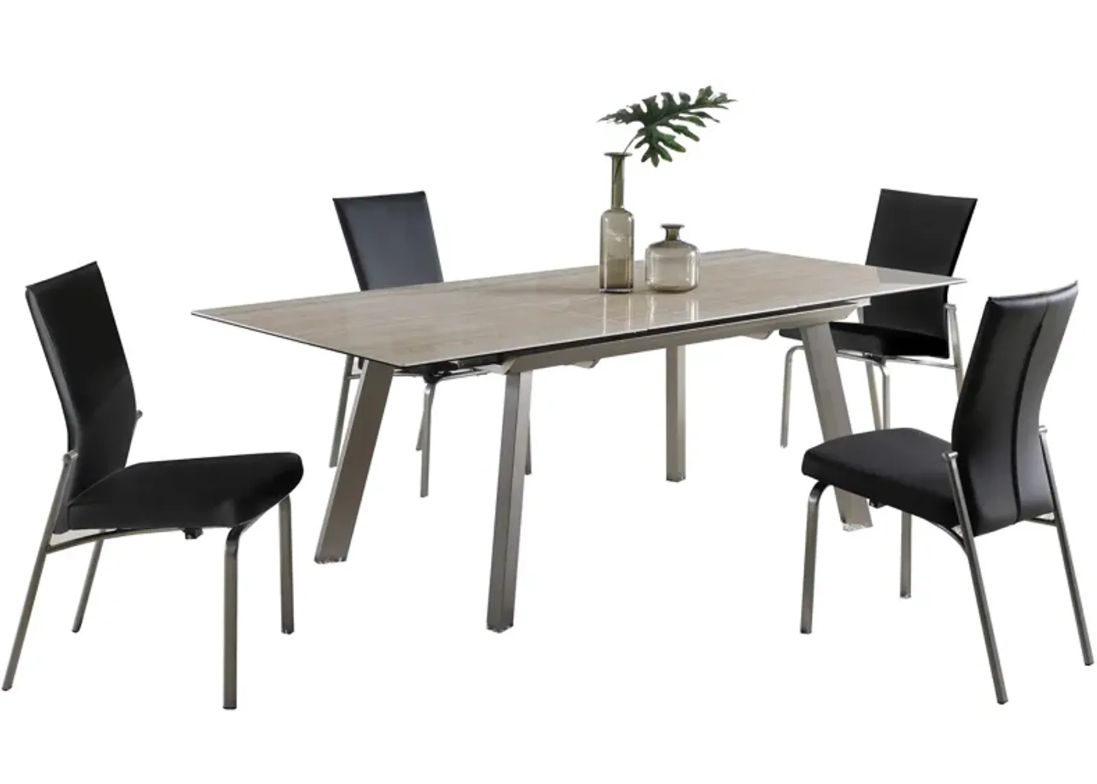 Eleanoir 5-pc. Dining Set in Beige and Black by Chintaly Imports