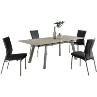 Eleanoir 5-pc. Dining Set in Beige and Black by Chintaly Imports