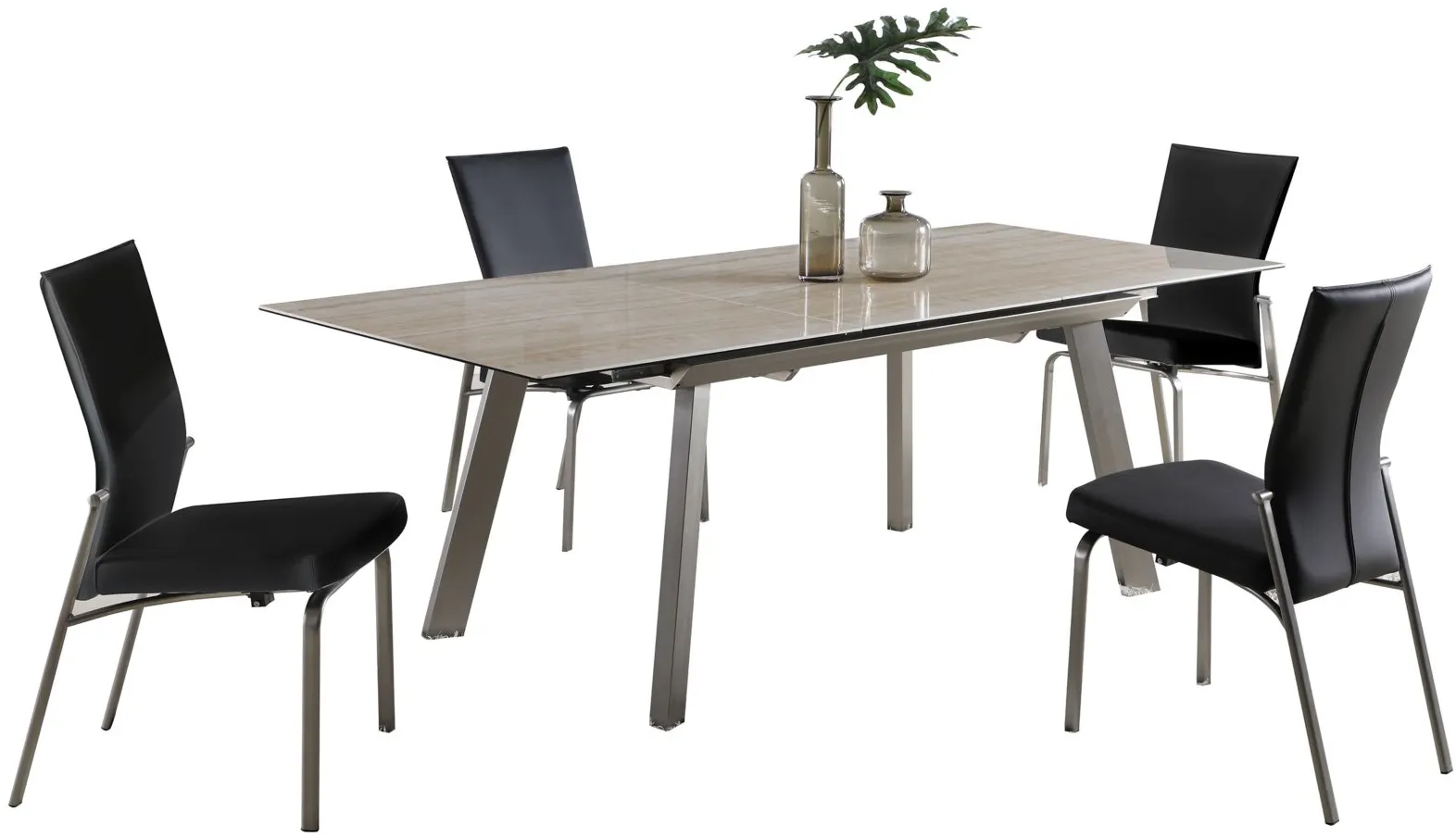 Eleanoir 5-pc. Dining Set in Beige and Black by Chintaly Imports