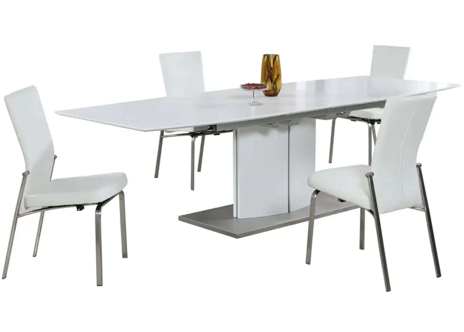 Elizabeth 5-pc. Dining Set in White and Silver by Chintaly Imports