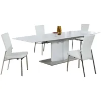 Elizabeth 5-pc. Dining Set in White and Silver by Chintaly Imports