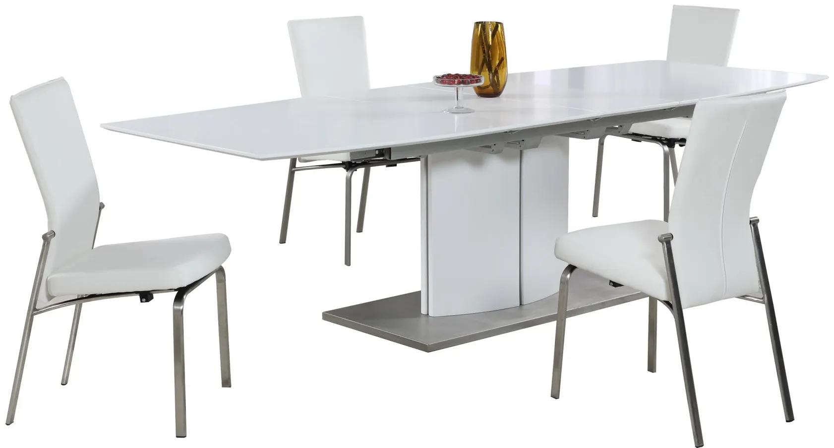 Elizabeth 5-pc. Dining Set in White and Silver by Chintaly Imports