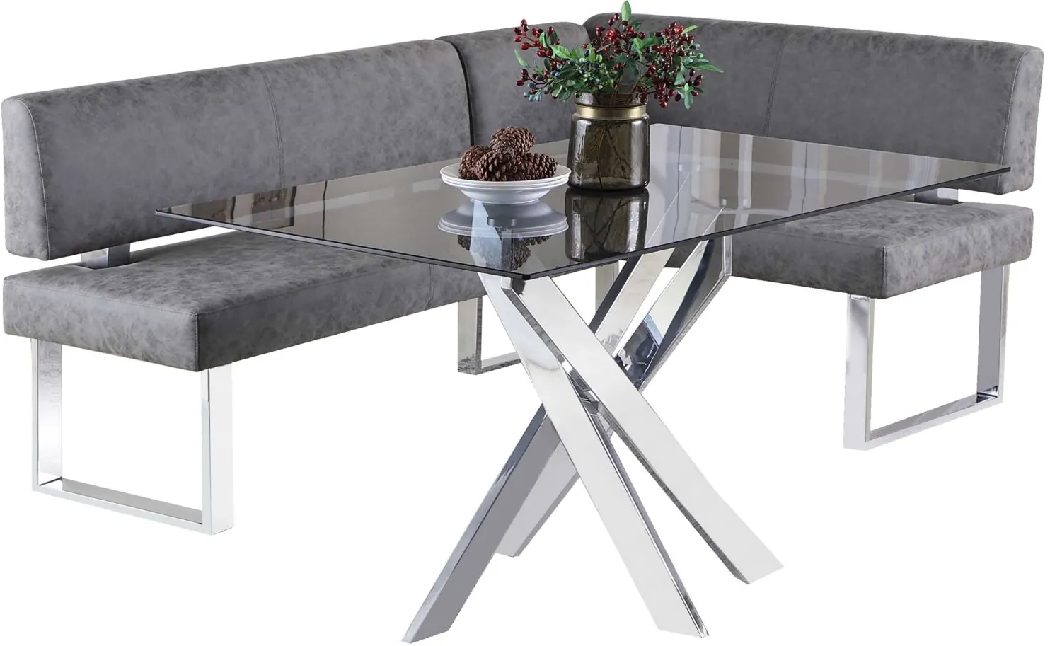 Guinevieve 2-pc. Dining Set in Gray by Chintaly Imports