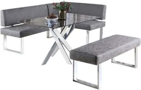 Guinevieve 3-pc. Dining Set in Gray by Chintaly Imports