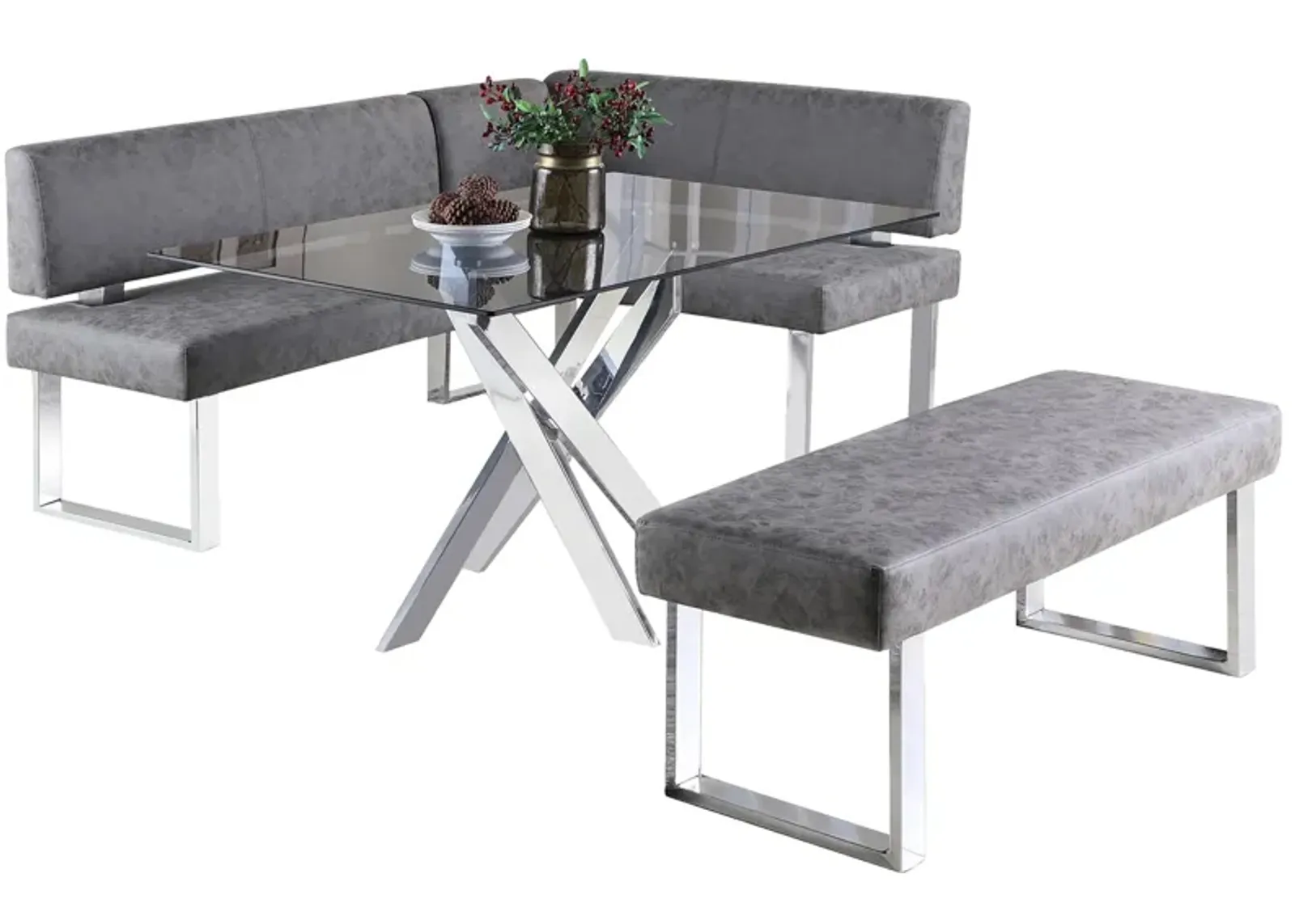 Guinevieve 3-pc. Dining Set in Gray by Chintaly Imports