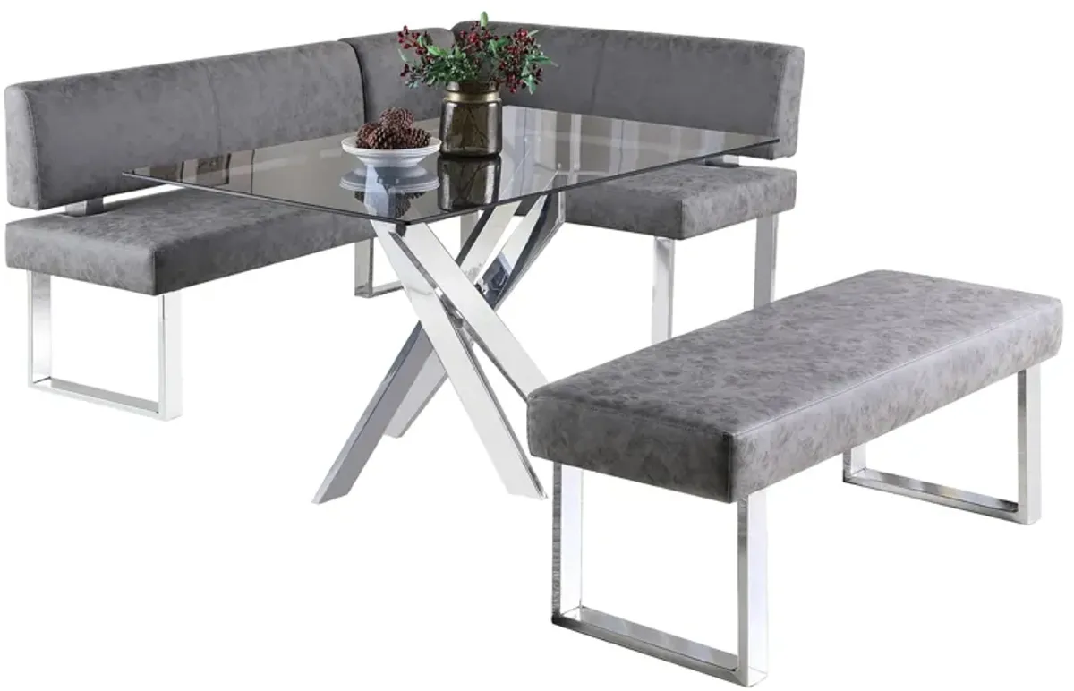 Guinevieve 3-pc. Dining Set in Gray by Chintaly Imports