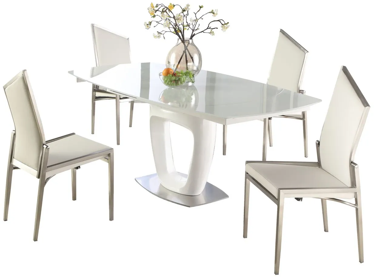 Giuliana 5-pc. Dining Set in White by Chintaly Imports
