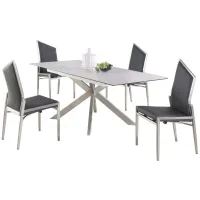 Nala 5-pc. Dining Set in Gray by Chintaly Imports