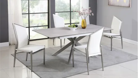 Nala 5-pc. Dining Set in White by Chintaly Imports