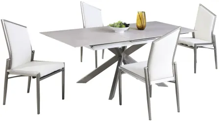 Nala 5-pc. Dining Set in White by Chintaly Imports