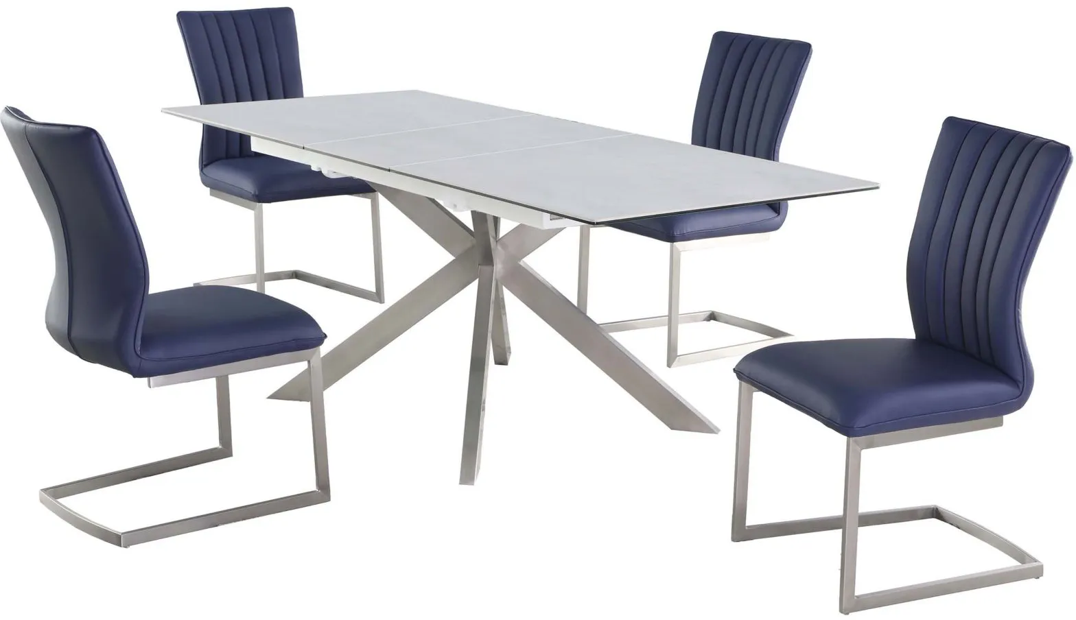 Nala 5-pc. Dining Set in Gray and Blue by Chintaly Imports