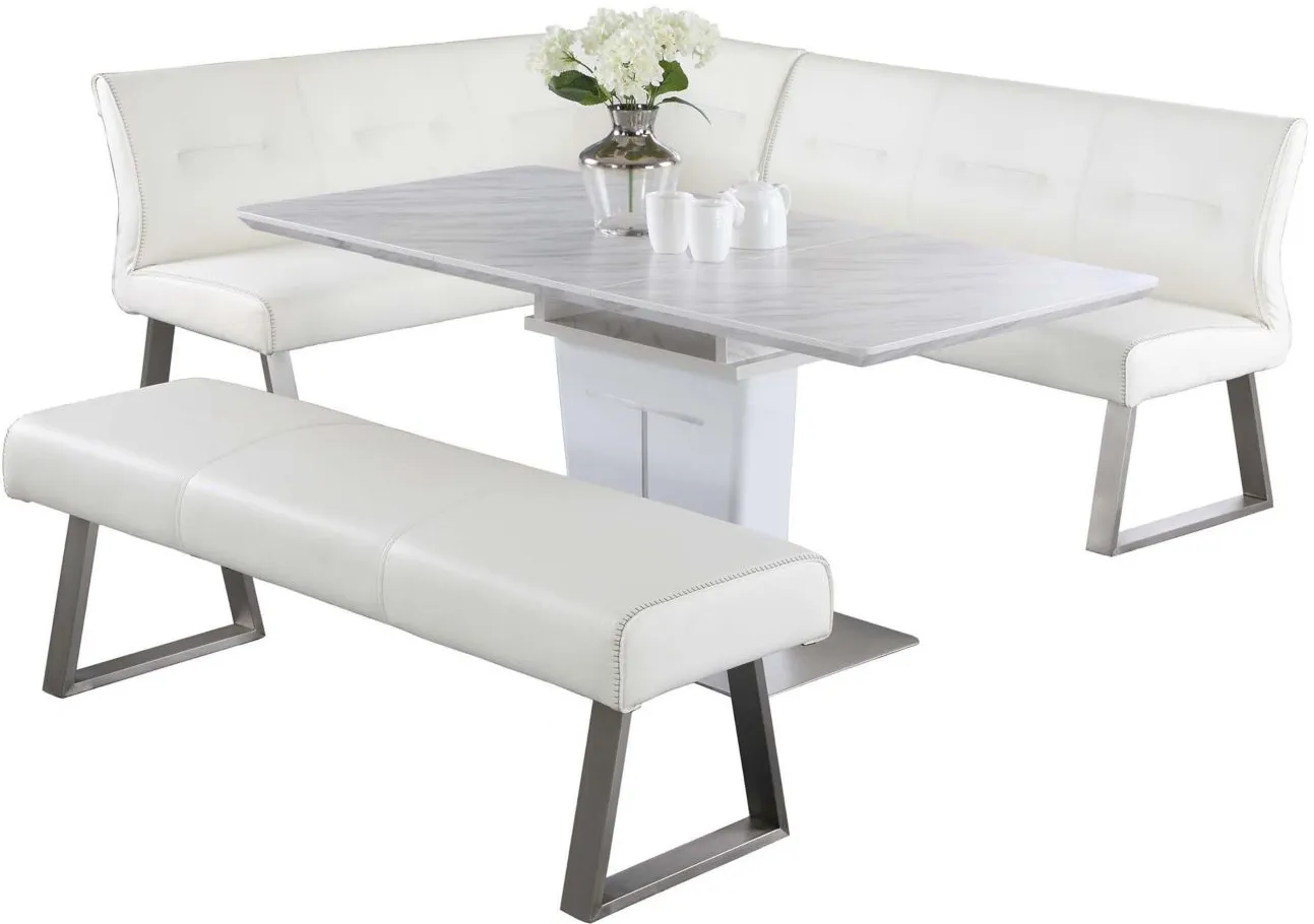Gwen 3-pc. Dining Set in White by Chintaly Imports