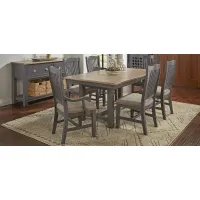 Port Townsend 7-pc. Rectangular Trestle Upholstered Dining Set in Gull Gray-Seaside Pine by A-America
