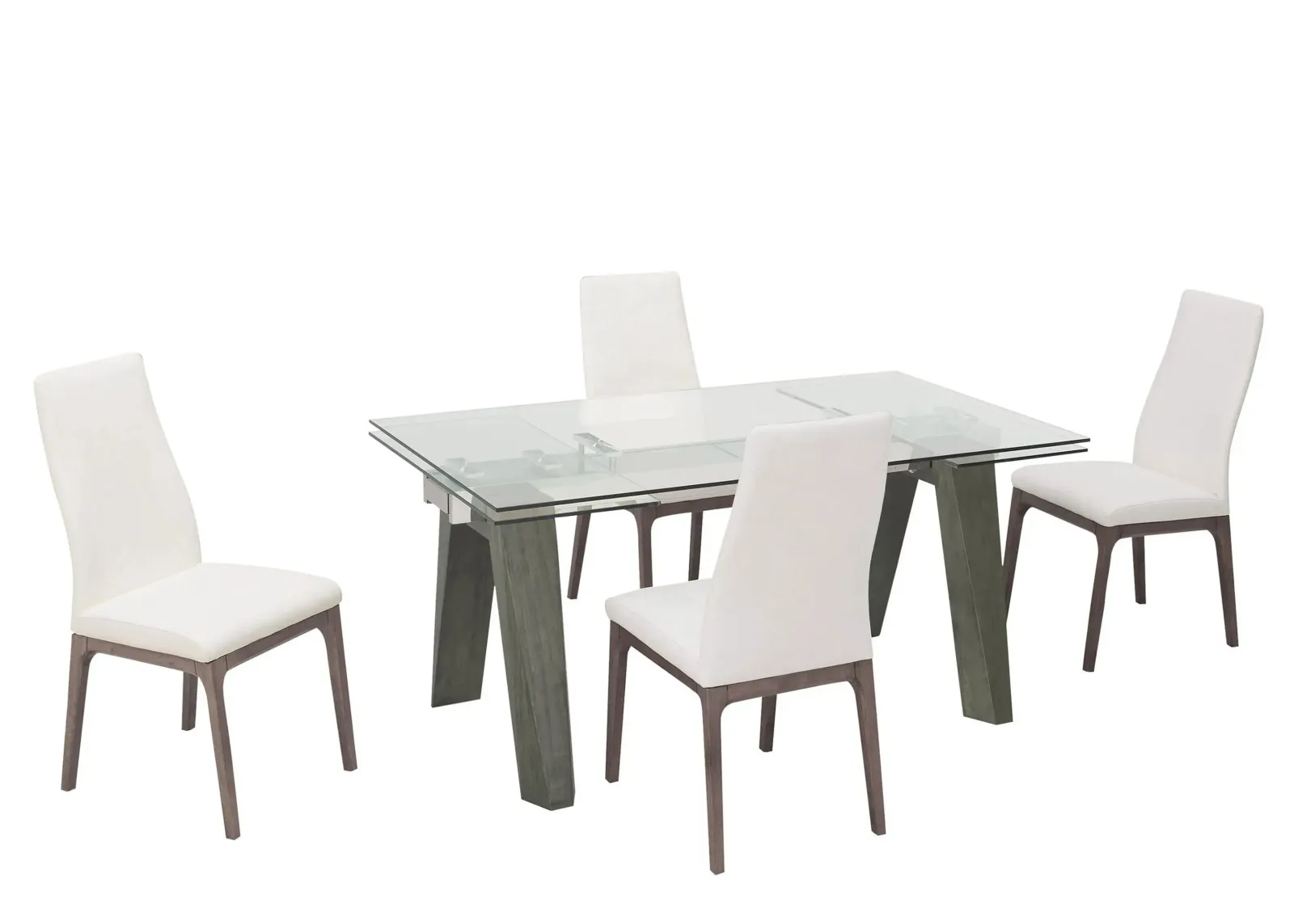 Sombra 5-pc. Dining Set (4 White Chairs) in Gray/White by Chintaly Imports