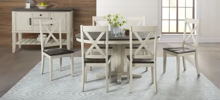 Huron 7-pc. Round X-Back Dining Set in Chalk-Cocoa Bean by A-America